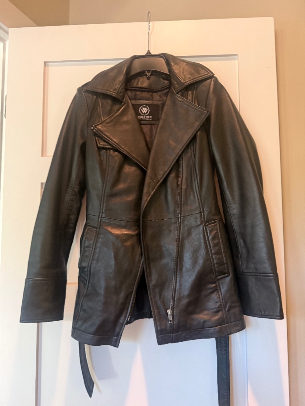 Mid Length Leather Trench with Belt